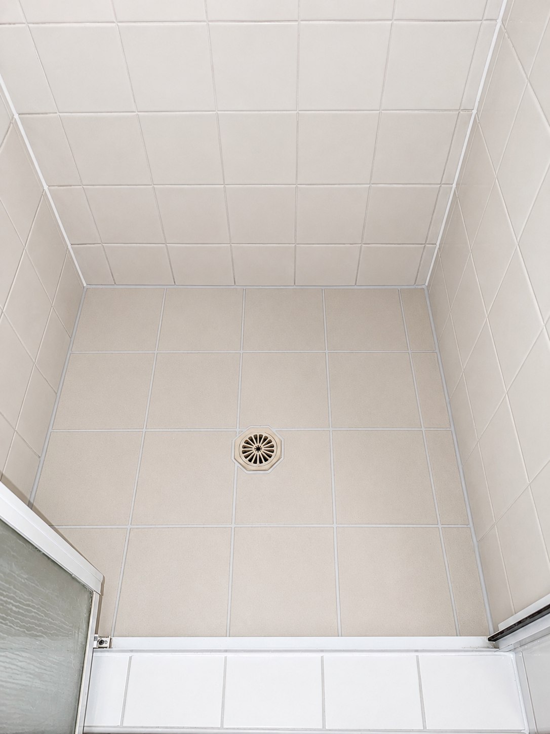 Shower floor grout detail by GC Grout Masters